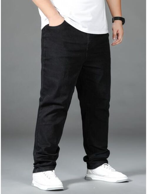 Shein Extended Sizes Men Slant Pocket Tapered Jeans