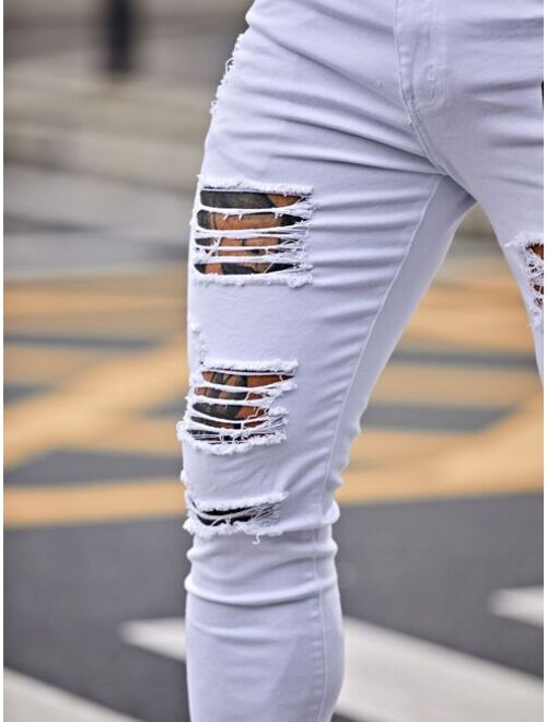 Shein Men Letter Graphic Ripped Skinny Jeans