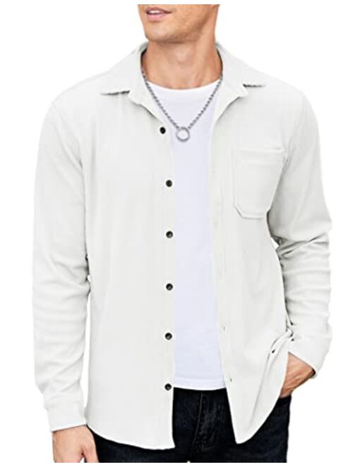 COOFANDY Men's Corduroy Shirt Casual Shacket Long Sleeve Button Down Lightweight Jacket