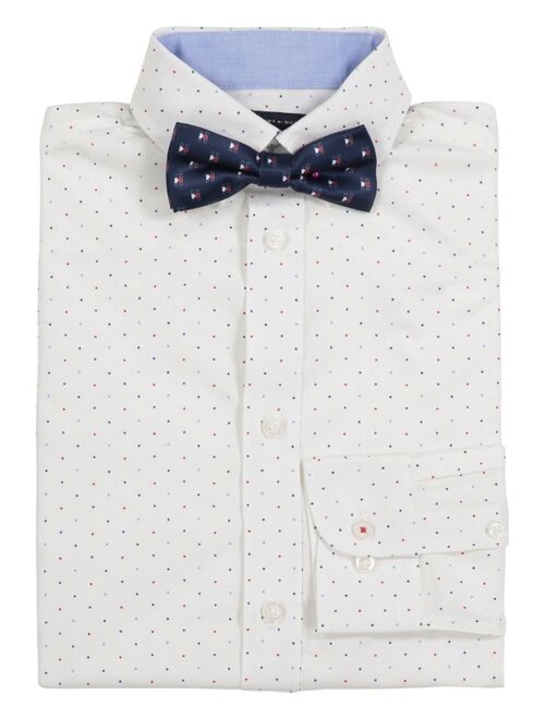 TOMMY HILFIGER Big Boys 2-Pc. Stretch Dot Print Shirt & Bow Tie Set