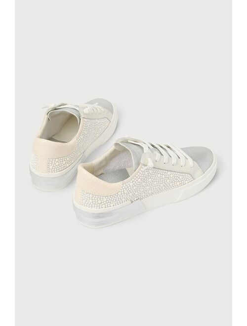 Dolce Vita Zina Vanilla White Pearl Lace-Up Sneakers