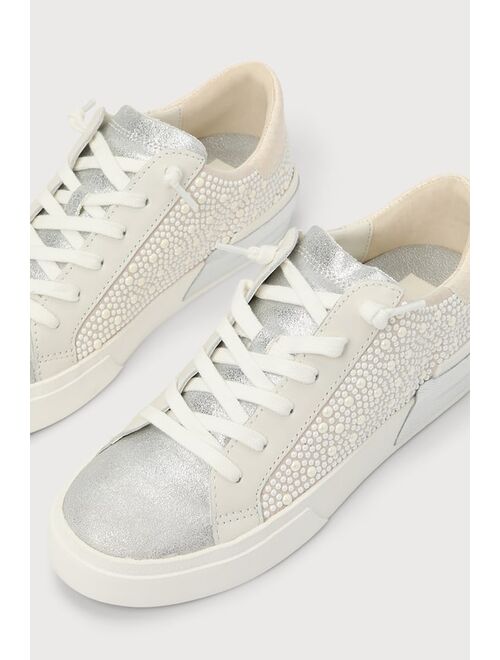 Dolce Vita Zina Vanilla White Pearl Lace-Up Sneakers