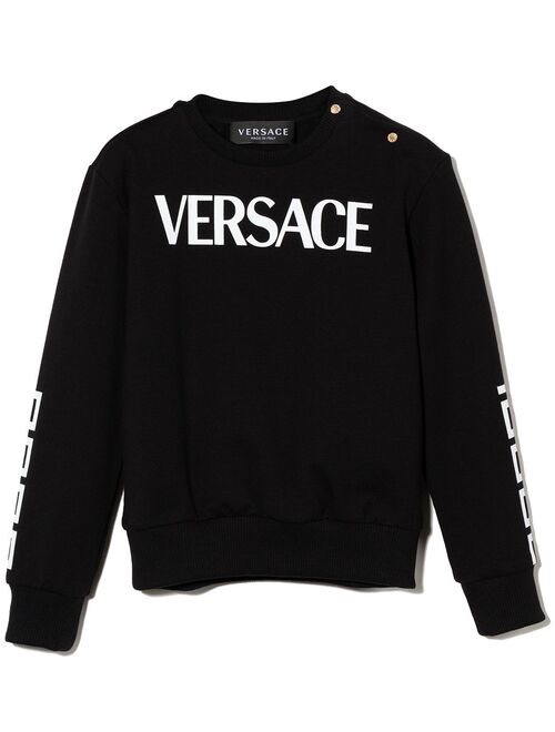 Versace Kids logo print crew neck sweatshirt