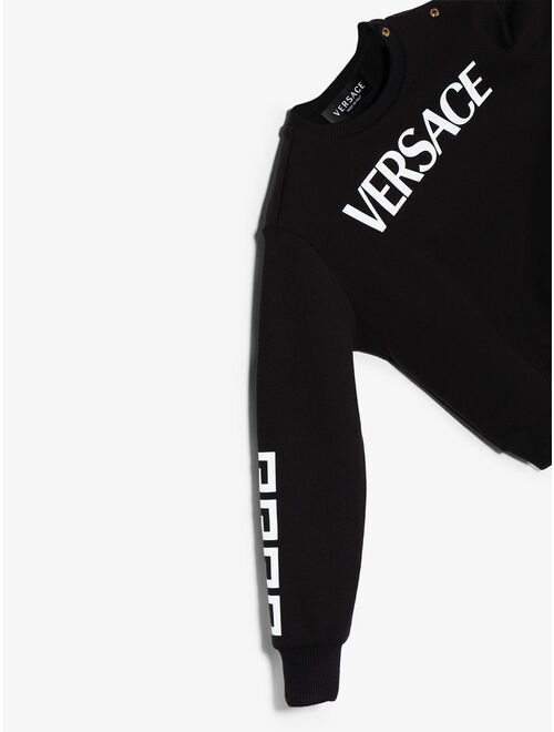 Versace Kids logo print crew neck sweatshirt