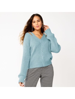 Twist-Front Cutout Sweater