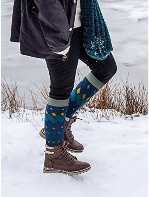 OutdoorMaster Ski Socks, 2-Pair Pack Skiing and Snowboarding Socks for Men & Women with OTC Design w/Non-Slip Cuff