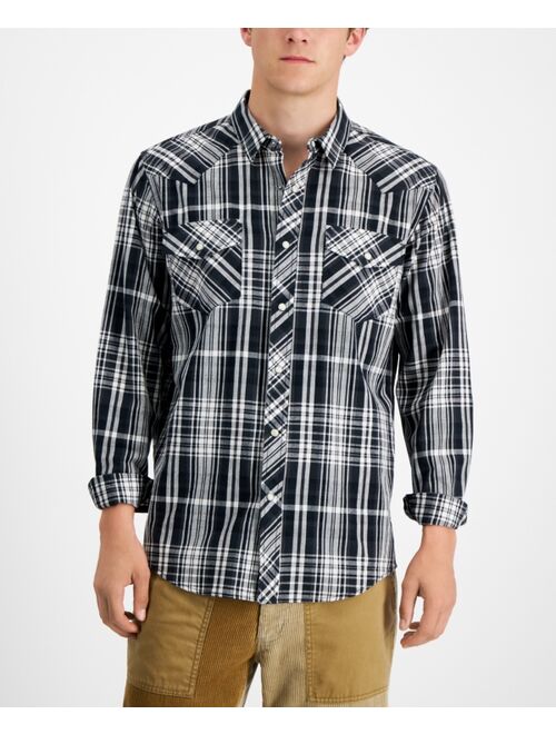 SUN + STONE Men's Remington Regular-Fit Plaid Western Shirt, Created for Macy's