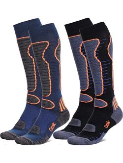 Ozaiic Merino Wool Ski Socks Mens Womens 2 Pairs for Skiing, Snowboarding, Thermal Knee High Winter Warm Sports Performance Socks