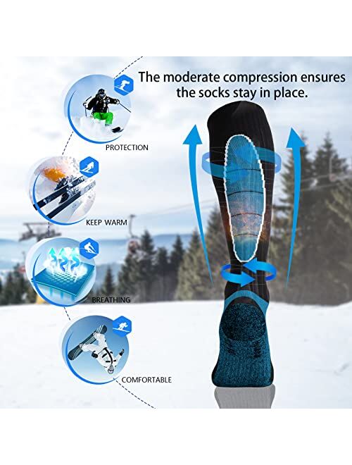 Hylaea Merino Wool Ski Socks, Cold Weather Socks for Snowboarding, Snow, Winter, Thermal Knee-high Warm Socks, Hunting