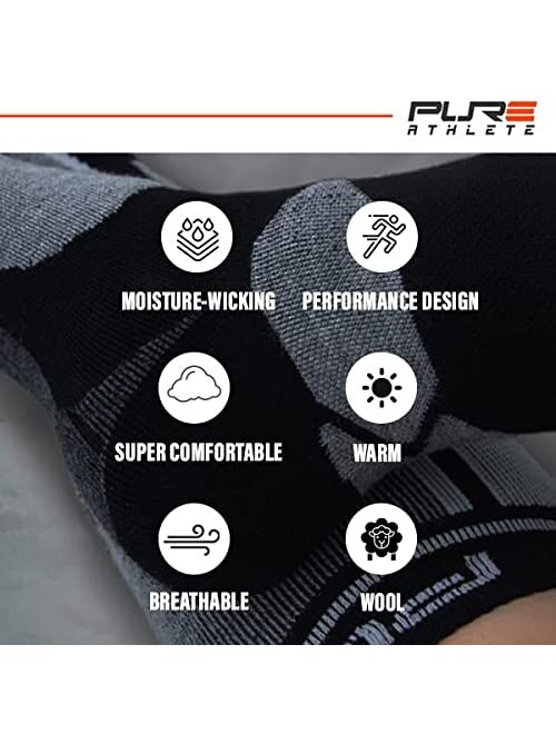 Pure Athlete Ski Socks Made in USA - Alpaca Wool Winter Weather Lightweight Socks for Skiing