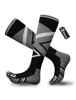 findway Ski Socks,Snowboard Socks for Womens Mens, 2 Pairs Winter Warm Knee-high Hiking Athletic Socks