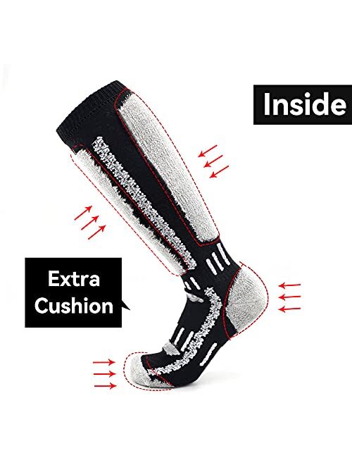 Busy Socks Men's Women's Merino Wool Ski Socks Winter Warm Socks for Skiing Snowboarding Outdoor Sports Cold Weather