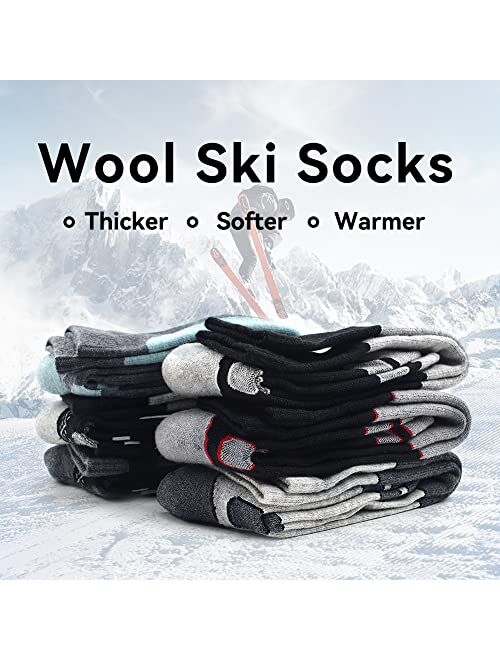 Busy Socks Men's Women's Merino Wool Ski Socks Winter Warm Socks for Skiing Snowboarding Outdoor Sports Cold Weather