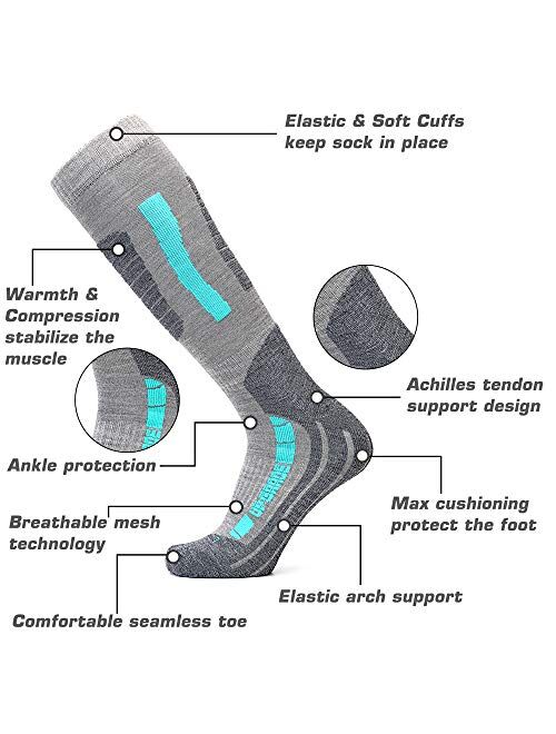 Ugupgrade Ski Socks Merino Wool High Performance Warmth Snowboard Socks for Winter Outdoor Men Women Kids