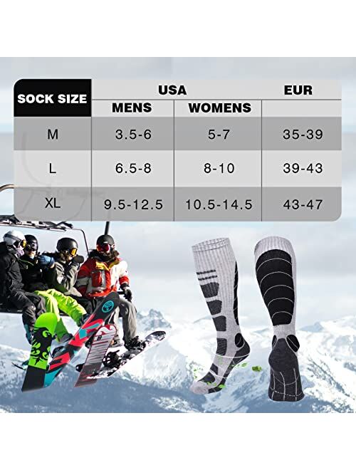 Hromec Ski Socks Merino Wool Thermal Knee High Winter Snowboard Sport Socks Men Women, Hunting