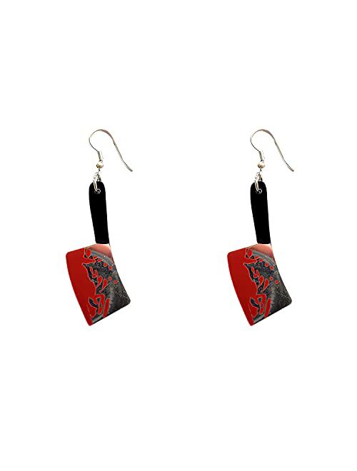 YUNXI Red Bloody Vintage Handmade Punk Knife Style Kitchen Knife Earrings Drop Earrings Halloween Jewelry