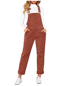 LookbookStore Womens Overalls Corduroy Bib Adjustable Straps Fashion Jumpsuit Overall for Women with Pocket