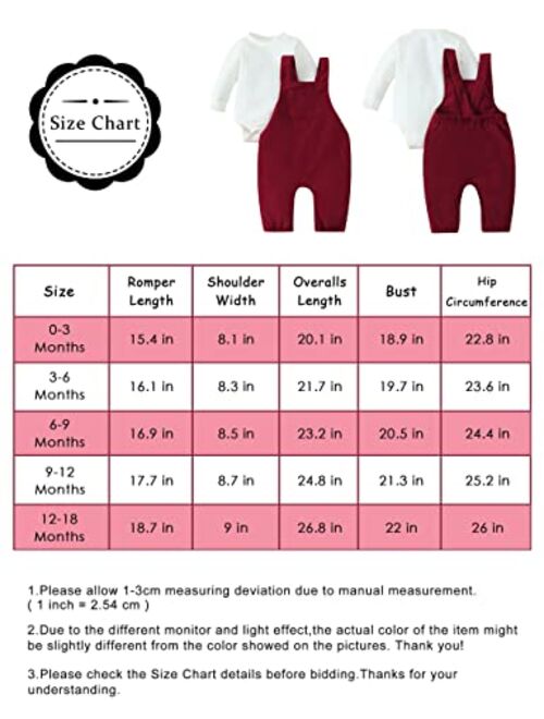 Frloony Newborn Baby Girl Clothes Solid Ribbed Long Sleeve Romper + Corduroy Overalls Pants Set Infant Winter Outfits 2Pcs