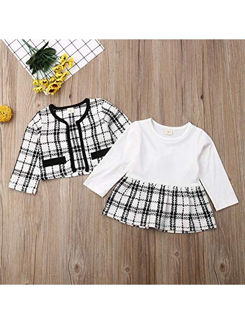 Rtnnsbbfcm Toddler Baby Girl Knitted Sweater Pompom Fur Ball Pullover Top Fall Winter Pencil Skirt Outfit Clothes