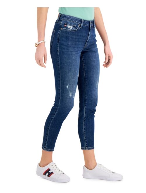 TOMMY HILFIGER TH Flex Curvy Fit Distressed Skinny Ankle Jeans