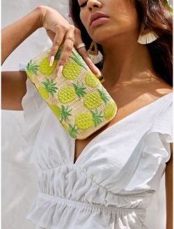 Mini Pineapple Embroidered Clutch Bag