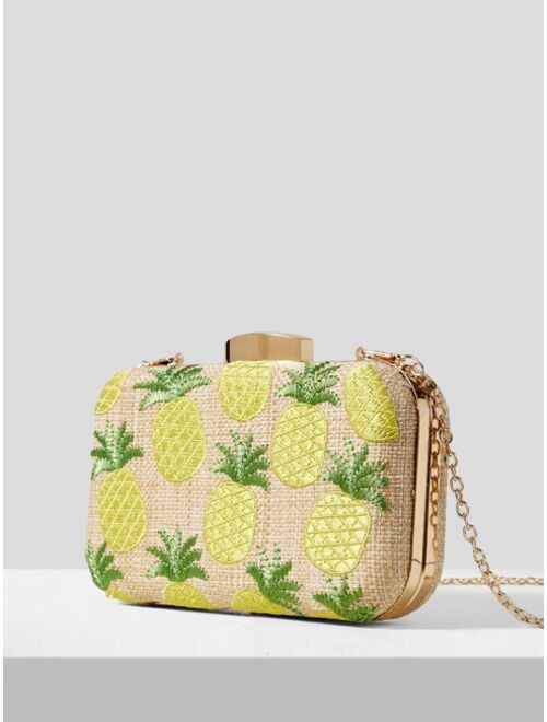 Shein Mini Pineapple Embroidered Clutch Bag