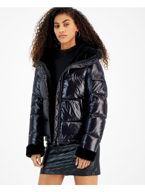 S13 Women's Faux-Fur-Trim Hooded Puffer Coat