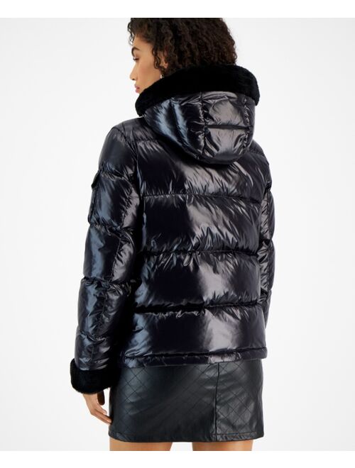 S13 Women's Faux-Fur-Trim Hooded Puffer Coat