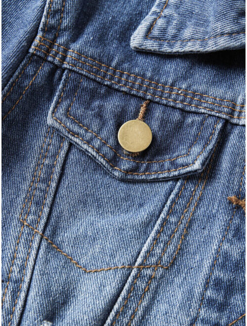 Shein Toddler Boys Ripped Button Up Denim Jacket