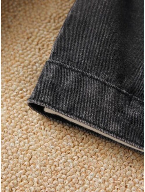 Shein Toddler Boys Flap Pocket Denim Jacket Without Tee