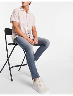 Intelligence Glenn super stretch slim fit jeans in midwash blue