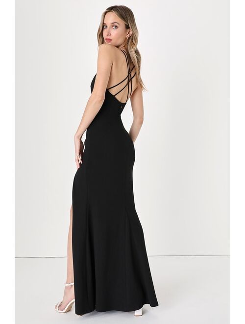 Lulus Endless Glam Black Strappy Mermaid Maxi Dress