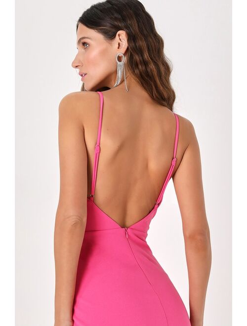 Lulus Awe-Inspiring Icon Hot Pink Backless Sleeveless Maxi Dress