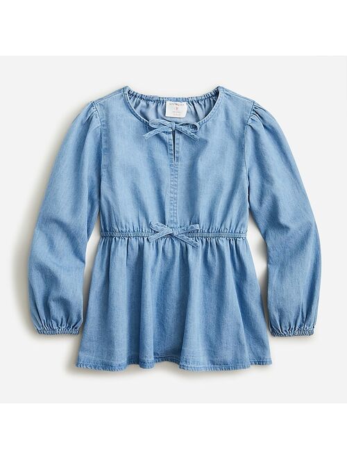 J.Crew Girls' tie-front top in chambray