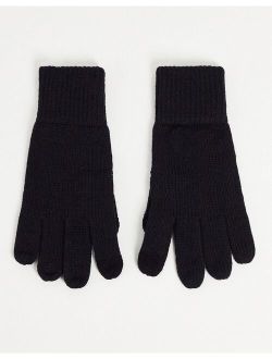 knit gloves in black - BLACK