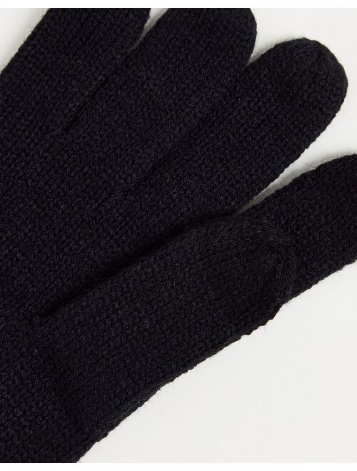 Topman knit gloves in black - BLACK