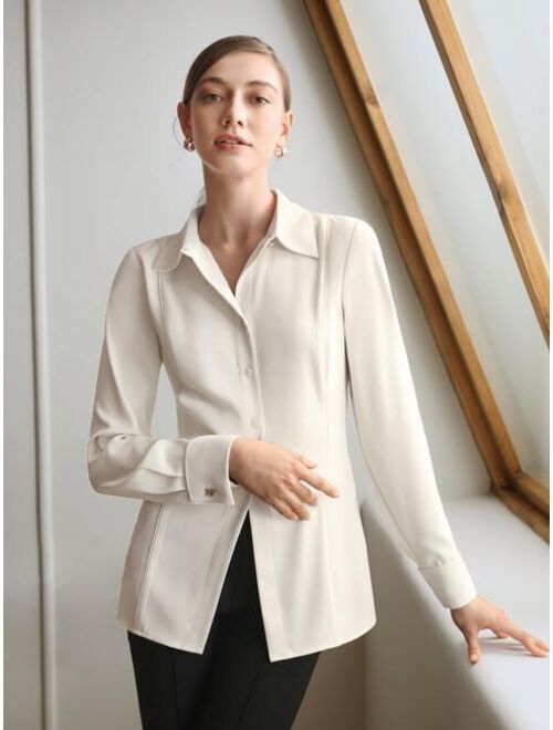 MOTF Premium 1pc Tight Waist Button Down Shirt Without Chain