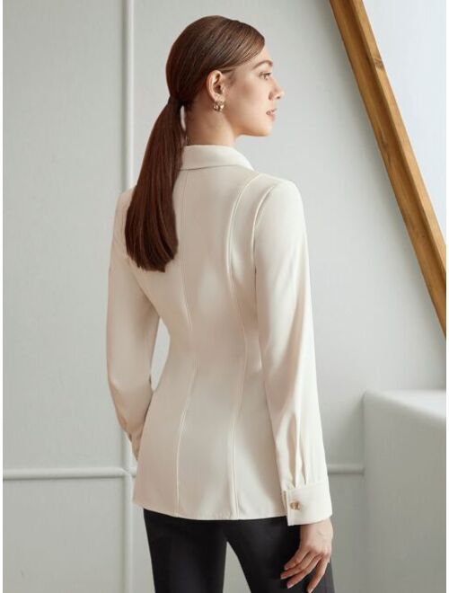 MOTF Premium 1pc Tight Waist Button Down Shirt Without Chain