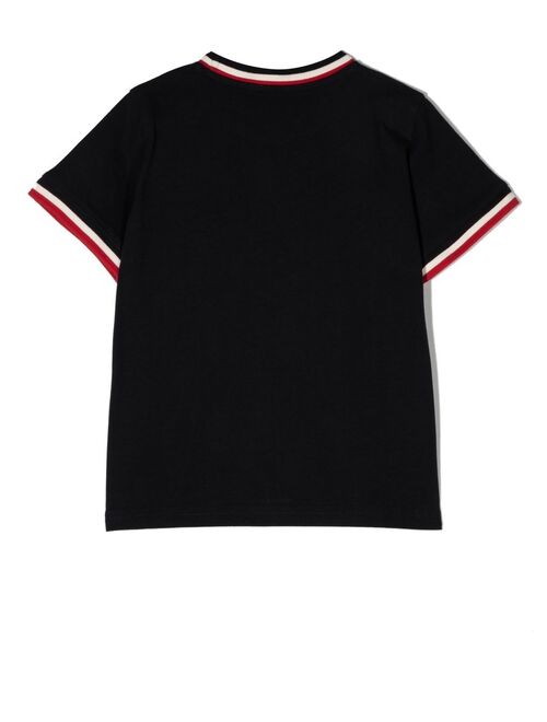 Moncler Enfant stripe-trim logo-patch T-shirt