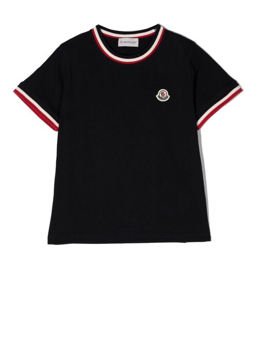 Moncler Enfant stripe-trim logo-patch T-shirt