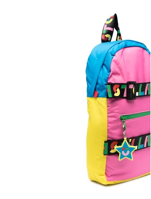 Stella McCartney Kids colour-block logo-tape backpack