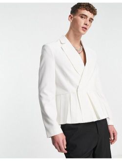 peplum blazer in white