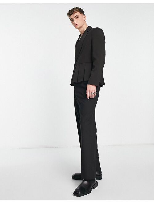 ASOS DESIGN Polyester Solid Notch Lapel Regular Fit Peplum Blazer in Black