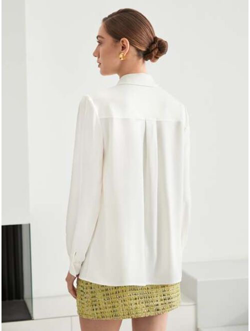MOTF Premium White Straight Fit Long Sleeve Shirt