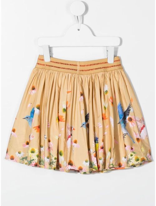 Molo Floral bird organic-cotton skirt