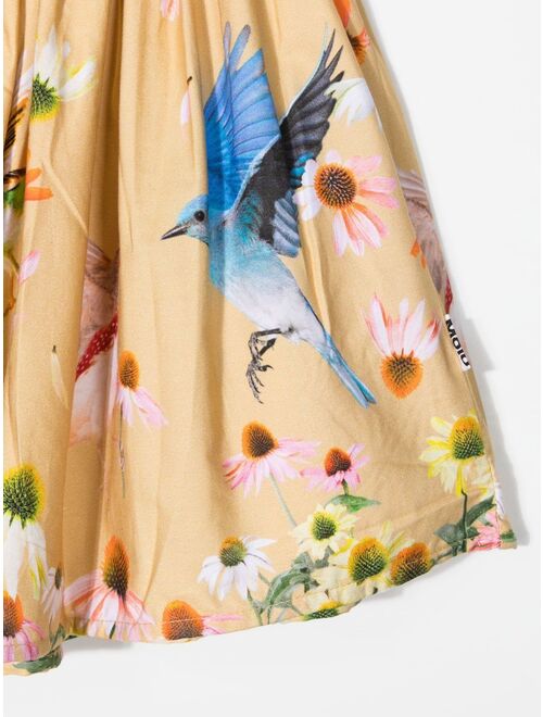 Molo Floral bird organic-cotton skirt