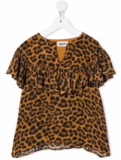 leopard-print short-sleeved top