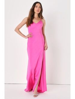 Outstanding Glam Hot Pink Strappy Backless Mermaid Maxi Dress