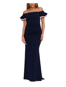 Women's Off-The-Shoulder Double-Ruffle Gown