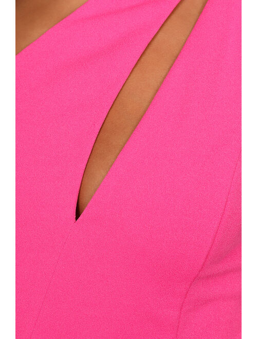 Lulus So Flirty Hot Pink One-Shoulder Cutout Asymmetrical Dress